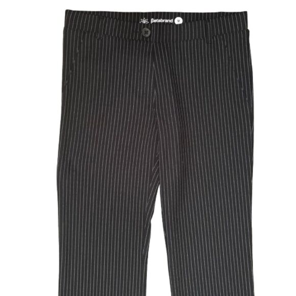 Betabrand Classic Dress Pant Yoga Pants Black Pinstripe Straight Leg Size Medium - Picture 3 of 7